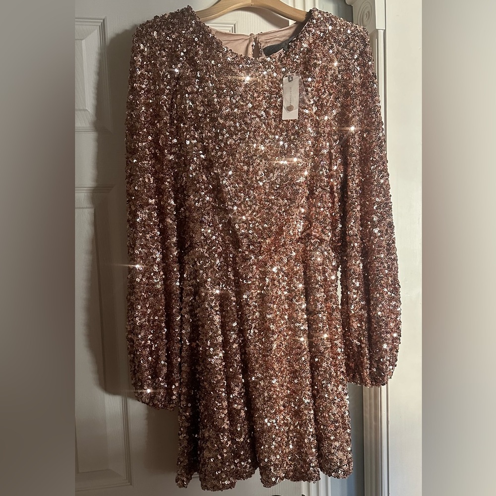Anthropologie gold sequins dress